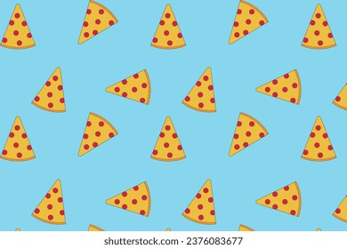 Pizza seamless pattern. Fabric texture with pizza slices.