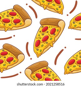 Pizza Seamless Pattern in flat design style