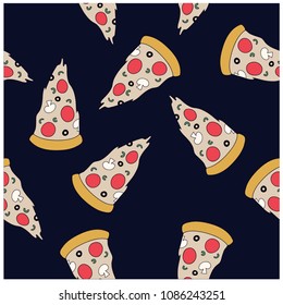 Pizza seamless pattern. Funny vector print.