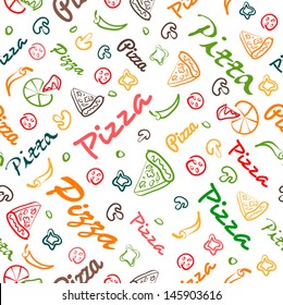 pizza seamless pattern with hand drawn elements eps8