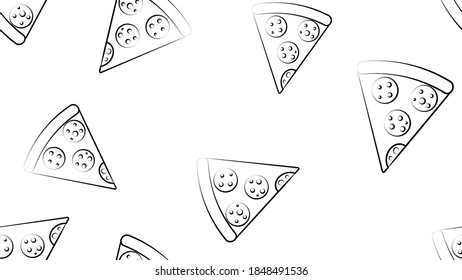 Pizza seamless pattern on white background. Vector illustration