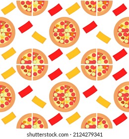 pizza seamless pattern on white background