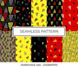 Pizza Seamless Pattern. Useful For Restaurant Identity, Packaging, Menu Design And Interior Decorating Vector