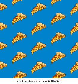 Pizza Seamless Pattern Vector Collection