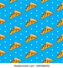 Pizza seamless pattern vector collection