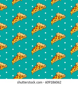 Pizza seamless pattern vector collection