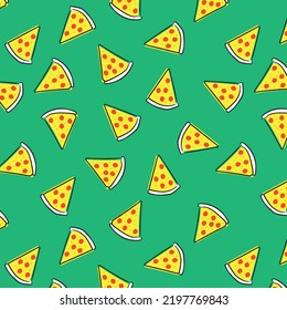 Pizza seamless pattern. Vector design for fashion print and backgrounds.