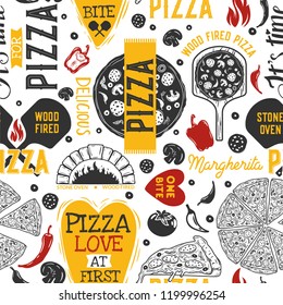 Pizza Seamless Pattern. Vector illustration.