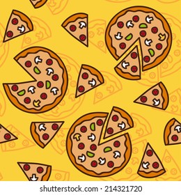 Pizza seamless pattern (vector illustration)