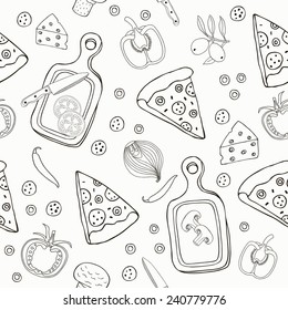 Pizza seamless pattern. Vector illustration.