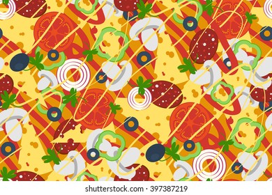 Pizza. Seamless pattern. Vector illustration