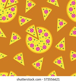 Pizza. Seamless pattern. Vector illustration.