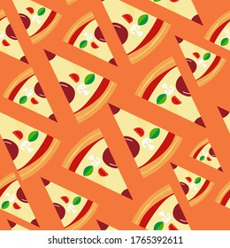Pizza seamless pattern wallpaper for restaurant interior, fabric or textile use
