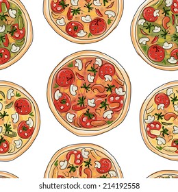 Pizza, seamless pattern for your design