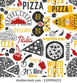 Pizza Seamless Pattern.Vector illustration.