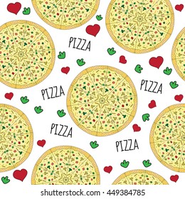 pizza seamless texture. seamless background. Vector illustration.