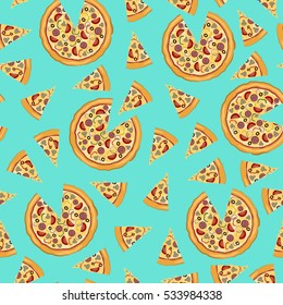 pizza seamless vector pattern
