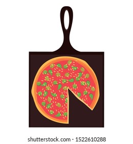 pizza served on a wooden table over white background, vector illustration