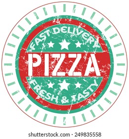 pizza service stamp, vector illustration