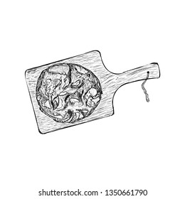 Pizza serving illustration in hand drawn style 