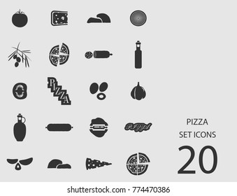 Pizza set of flat icons. Simple vector illustration