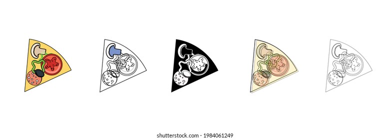 pizza set vector type icon