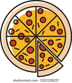 pizza shape design icon vector, this design can be used as a simple cute decorative illustration with food theme