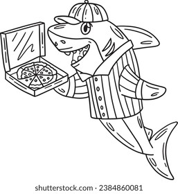 Pizza Shark Isolated Coloring Page for Kids