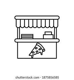 Pizza shop, pizza booth outline