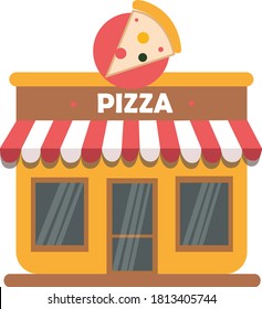 Pizza Shop Building Flat Vector Illsutration