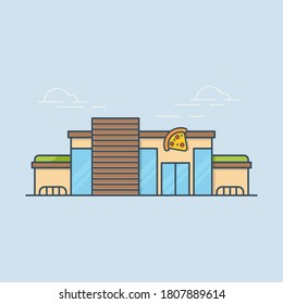 Ilustración de vectores de construcción de tienda Pizza