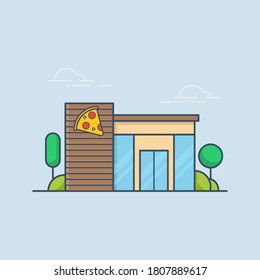 Ilustración de vectores de construcción de tienda Pizza