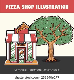 Pizza shop hand-drawn vector illustration