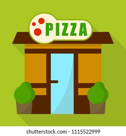 Pizza shop icon. Flat illustration of pizza shop vector icon for web design