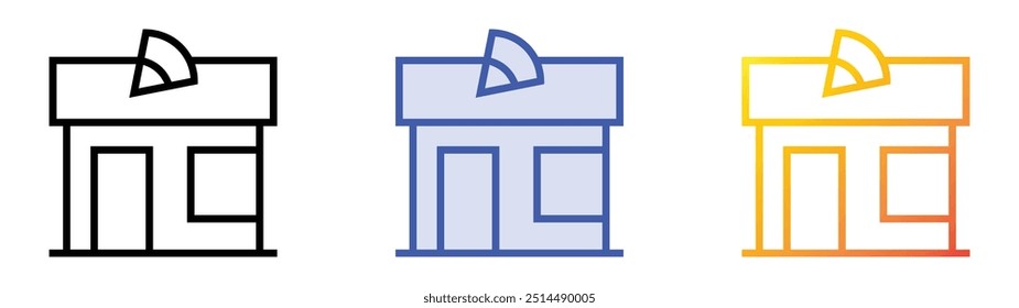 pizza shop icon. Linear, Blue Fill and Gradient Style Design Isolated On White Background