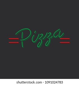 Pizza shop icon, vector illustration design. Neon logo collection.