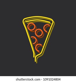 Pizza shop icon, vector illustration design. Neon logo collection.