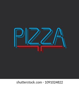Pizza shop icon, vector illustration design. Neon logo collection.