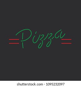 Pizza shop icon, vector illustration design. Neon logo collection.