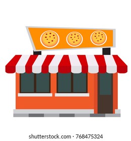 Pizza shop isolated on white background, Vector illustraiton
