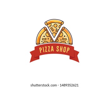 Pizza shop logo design vector template