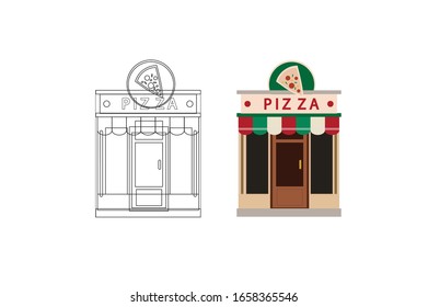 Pizza Shop Public Place Vector Illustration Bundle