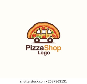 pizza shop vector logo design