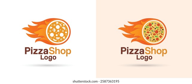 pizza shop vector logo design