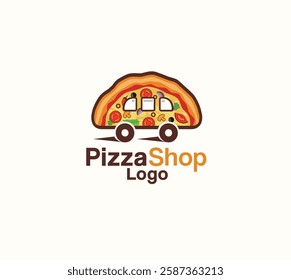 pizza shop vector logo design