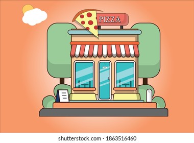 pizza shop vector, this pizza shop is also much liked or visited by people. besides the delicious food and the place is also hygienic and elegant. You can use this vector for business too or whatever 