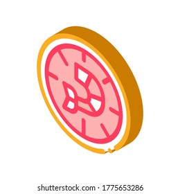 Vector de ícono de camarón Pizza. Signo isométrico isométrico de camarón pizza isométrica. ilustración de símbolo aislado de color