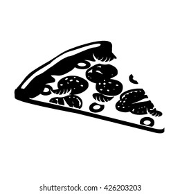 pizza silhouette. Piece of  Pizza sign flat style.
