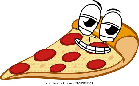 Pizza With Silly Face Illustration