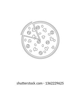 Pizza. simple flat vector icon illustration. outline line symbol - editable stroke